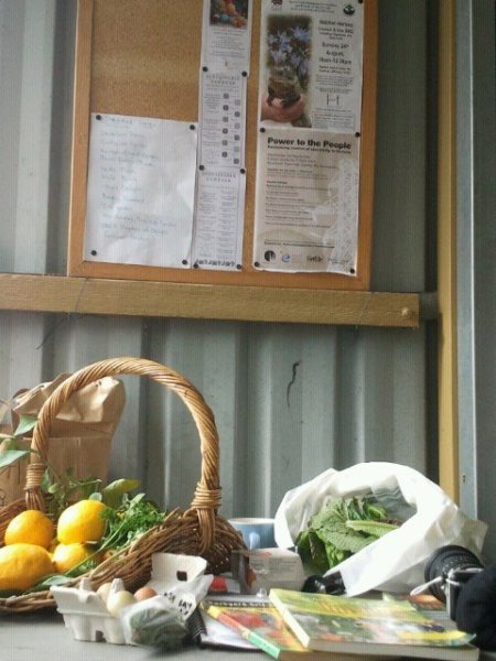 Food swap table under  our new noticeboard
