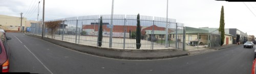 Panorama of Montfort Park and Al Awda Community Centre in the old Scout Hall